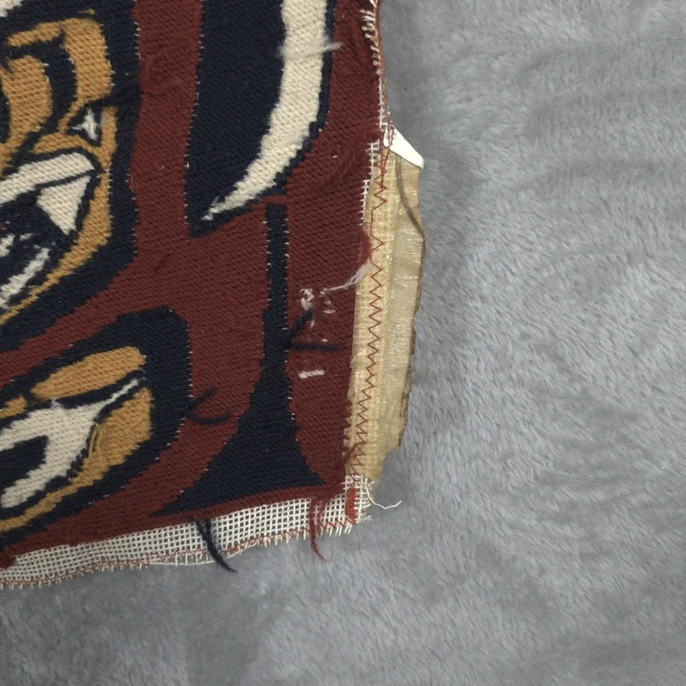 Vintage Pacific Northwest Needlepoint Textile Totem Pole Art Tribal Handmade